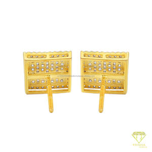 Square Cluster <b>Moissanite</b> Diamond Stud <b>Earrings</b> 925 Sterling Silver Gold Plated Iced Out Luxury Jewelry For Women - Product Image 4