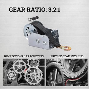 Manivela de Mano para Remolque de Barco con Gancho de Alta Resistencia, Correa de Poliéster de 16.4 Pies, Operación Manual con Trinquete para ATV UTV - Product Image 6