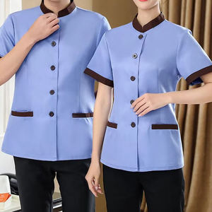 Uniforme de femme de chambre d'hôtel en polyester et coton, manches courtes, unisexe, respirant, confortable, vêtements professionnels sur mesure - Product Image 4