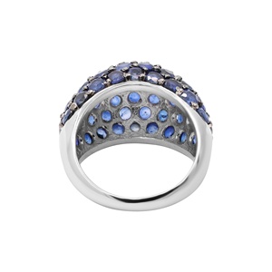 Natural Round Cut Blue Sapphire Gemstone 925 Solid Sterling Silver Handmade <b>Dome</b> <b>Rings</b> Jewelry for Wholesale - Product Image 2