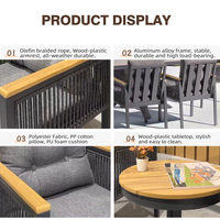 Ensemble de mobilier de jardin extérieur en aluminium et WPC tressé, résistant à la décoloration et à la rouille, pour projets de vente en gros (table et chaises)