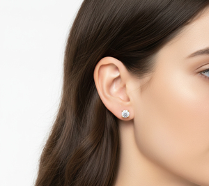 Minimalist Trendy 5mm Moissanite <b>Stud</b> Earrings 925 <b>Silver</b> 18K Gold Plated for Wedding & Party Occasions - Product Image 3
