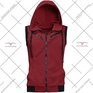 Chaleco con capucha sin mangas para hombre, corte ajustado, con cremallera, informal, ligero, para entrenamiento deportivo, gimnasio, ropa de calle, OEM, ODM - Product Image 2