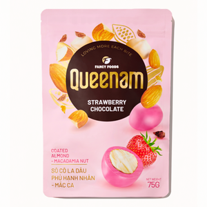 ขนมหวานขายส่งร้อนแรง ช็อกโกแลตดรากีเวียดนาม ช็อกโกแลตเคลือบสตรอว์เบอร์รี อัลมอนด์เคลือบช็อกโกแลต แมคคาเดเมียนัท 75 กรัม ฮาลาล รับผลิตแบบ OEM/ODM ทั่วโลก - Product Image 1