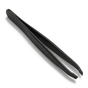 Pinzas Profesionales de Punta Inclinada de 3.5 Pulgadas con Recubrimiento Negro, Pinzas de Precisión para Depilación de Cejas - Product Image 1