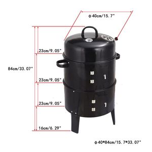 Griglia a Carbone per Esterni a Doppio Strato, Resistente, con Funzione di Brasatura e Affumicatura, Altezza Regolabile per Giardini - Product Image 3