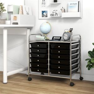Carrello Portaoggetti a 2 File e 10 Piani con 12 Cassetti Rimovibili Multicolore, 4 Ruote (2 con Freno), Armadietto da Cucina per Conservazione Alimenti - Product Image 6