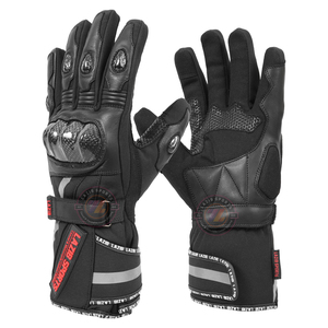 Guantes de Motocicleta Personalizados con Textiles, Puño Largo, Palma de Cuero Genuino, Protección de Nudillos de Carbono, Reflectantes, para Invierno - Product Image 2