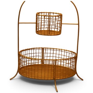 2-Tier Iron Wire <b>Basket</b> <b>Table</b> Top Organizer | Decorative Fruit, Vegetable & Kitchen Storage <b>Basket</b> - Product Image 3