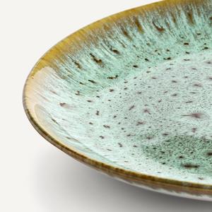 Plato de Cerámica Artesanal con Diseño Moteado, Acabado Esmaltado Oceánico, Patrón Reactivo Único, Ideal para Comidas Cotidianas y Gourmet con Estilo - Product Image 3