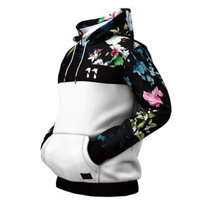 Sweat-shirt à capuche pour homme à imprimé floral, design contrasté noir et blanc, poche avant, vêtement décontracté - Product Image 4