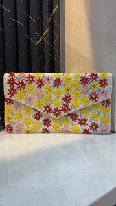 Élégante pochette à monnaie perlée avec broderie florale, fermeture éclair, doublure en coton, mini sac de rangement pour les essentiels quotidiens des femmes - Product Image 5