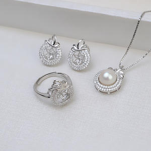 Ensemble de bijoux fins pour femmes en argent S925, accessoire de bricolage, avec pendentif personnalisé en perle et clou d'oreille, support creux 1306 - Product Image 2