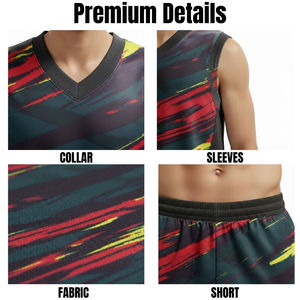 Tenues de basket-ball unisexes de haute qualité, logo personnalisé, design respirant, vêtements de sport d'équipe, nouvelle impression par sublimation à points appliqués - Product Image 6