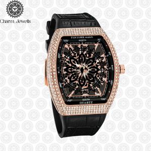 PINTIME Luxury Tonneau Quartz <b>Watch</b> Rose Gold Case Red Leather Band <b>Compass</b> Dial Analog Unisex - Product Image 3