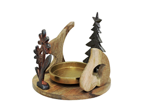 Elegant Handmade Mixed Material Dark Metal Floral Figurine Christmas <b>Tree</b> Wooden Animal Silhouettes Candle <b>Stand</b> - Product Image 2