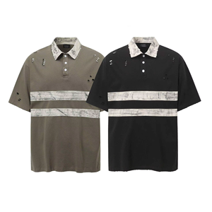 เสื้อโปโลพิมพ์ลายสไตล์สตรีทแฟชั่นทรงหลวมสำหรับผู้ชาย คุณภาพพรีเมียม เหมาะสำหรับใส่เล่นกอล์ฟในฤดูร้อน แขนสั้น - Product Image 5