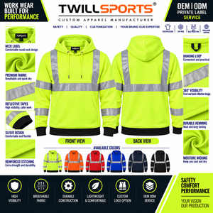 Sweat-shirt de travail haute visibilité pour la construction, vêtement de sécurité réfléchissant, vêtements de travail extérieurs haute visibilité - Product Image 6