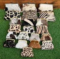 Mini porte-monnaie imprimé animal pour femmes en cuir véritable Petite pochette à clip Mode en cuir véritable Petit portefeuille à clip avec boucle