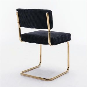Modern Corduroy Fabric <b>Dining</b> <b>Chairs</b> Gold Metal Base Armless Kitchen Side <b>Chairs</b> with Channel Tufting Furniture Accessory - Product Image 5