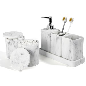 Ceramic Marble Bathroom Accessories Set | Soap Dispenser <b>Toothbrush</b> <b>Holder</b> Wholesale - Product Image 3
