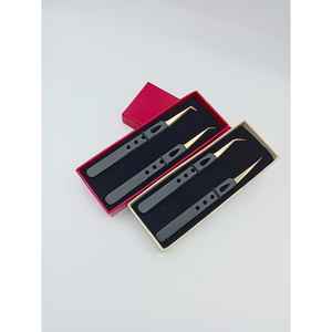 Pinzas Profesionales de Acero Inoxidable de Precisión con Punta Lisa para Pestañas, con Empaque en Caja, para Tiendas de Productos de Belleza, Venta al Por Mayor - Product Image 1