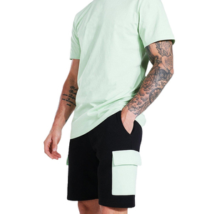 Ensemble de vêtements de sport pour homme, décontracté, été, deux pièces, t-shirt et short, avec impression personnalisée, 100% coton, séchage rapide - Product Image 3