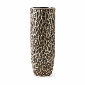 Luxury Textured Metal Floor Vase Modern Gold Silver Handmade Anti-Slip Base Home Office Centerpiece Accent Art - Product Image 1