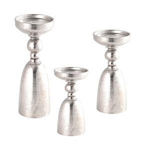 Nuevo candelabro para decoración del hogar, acabado plateado, portavelas de aluminio fundido, hecho a mano, personalizado, S/3 - Product Image 1