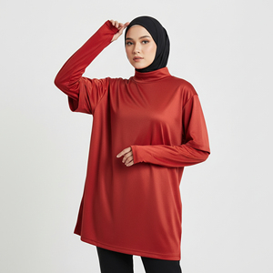 Camiseta Deportiva de Manga Larga para Mujer Musulmana, Suave, Cómoda, Modesta, Ecológica, UPF50+, con Orificios para Pulgares, Transpirable y Elegante - Product Image 1