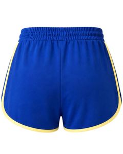 Shorts de sport pour femmes bleu roi et jaune, séchage rapide, respirant, pour la gym, le fitness, décontracté, été, taille élastique, vêtements de sport - Product Image 2