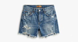 Shorts de Mezclilla Azul Deslavado con Bajo Deshilachado, Cintura Media, Estilo Sexy Vintage Casual para Mujer, Ropa de Verano para Vacaciones y Fiestas - Product Image 1