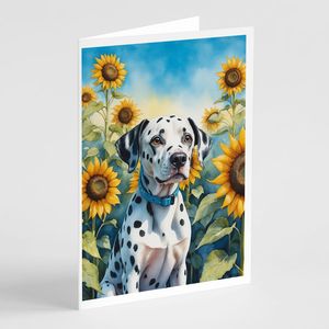 Dálmata caprichoso en girasoles A7 Tarjetas de felicitación en blanco Paquete de 8 con sobres 5x7 Tamaño de nota - Product Image 1