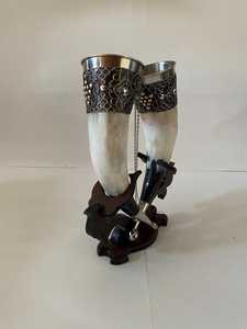 Cuernos para beber con soporte para bodas, cuerno vikingo para beber, regalo personalizado de la mejor calidad - Product Image 2