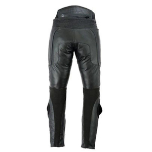 Men's <b>Black</b> Leather Lightweight Breathable Moto Biker <b>Pants</b> Mid Waist Straight Fit Knee Protection Zipper Fly Winter Style 2027 - Product Image 2