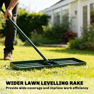 Rastrello Livellante per Prato in Acciaio Inossidabile Resistente 91,4 cm x 25,4 cm con Manico da 168,9 cm per Giardini e Campi da Golf - Product Image 4