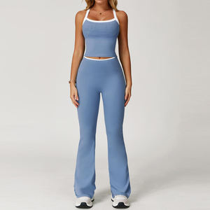 Ensemble de Vêtements de Sport Écologiques Solides pour Femme : Soutien-Gorge et Pantalon de Yoga et Course de Haute Qualité – Personnalisable – Vente en Gros - Product Image 3