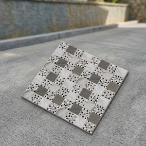 Carreaux de parking en porcelaine de 12 mm d'épaisseur, 40x40 cm - Design galets et herbe, pour extérieur, terrasse de voiture, fabriqués en Inde - Product Image 3