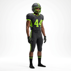 Conjunto de Uniforme de Fútbol Americano para Hombre Adulto, Negro y Verde, Transpirable, Jersey, Casco, Pantalones - Product Image 4