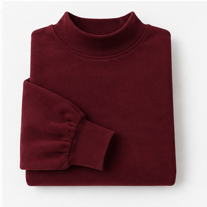 Sweat-shirt surdimensionné pour femme en bordeaux personnalisé, col montant, manches bouffantes, poignets côtelés, pull décontracté WSS-0028 - Product Image 5