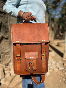 Nuevas mochilas Vintage grandes de cuero de cabra personalizadas hechas a mano, bolsas de gimnasio de viaje de alta calidad, mochila dos en uno para Unisex - Product Image 3