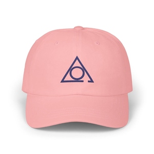 Premium Masonic Amaranth Baseball Cap Pink Six Panel Casual <b>Hat</b> with Navy Blue Symbol Embroidery - Product Image 1