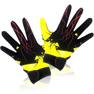 Custom Receiver Gloves Breathable Full Finger <b>Sticky</b> Grip Silicone Palm <b>Hook</b> Loop Team Logo Sports American Football Gloves - Product Image 2