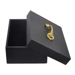Black Color Custom Gift Box Gold Horse Bit Handle Decorative Storage Box Handmade Pure Leather Boxes & <b>Bins</b> Factory Price - Product Image 3