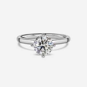 Anillo de Compromiso Solitario de Diamante Cultivado en Laboratorio de Corte Redondo de 4 Quilates con 4 Puntas en Oro Blanco de 14K, Fabricante Mayorista - Product Image 1