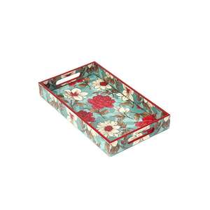 Accessoires pour la maison, plateaux décoratifs, design floral, plateau en MDF, support OEM, artisanat, forme rectangulaire, plateau de petit-déjeuner, service de nourriture - Product Image 1