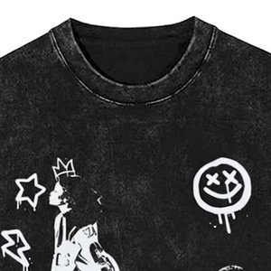 New Arrivals Men's <b>Acid</b> Washed Streetwear <b>Drop</b> Shoulder Oversized T Shirt Heavy Cotton Custom Printed Logo Bulk Supplier Summer - Product Image 5