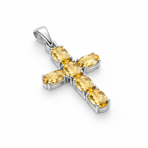 Colgante de Cruz de Citrino 100% Natural al por Mayor, Chapado en Rodio, Plata de Ley, Minimalista, Unisex, para Uso Diario - Product Image 3