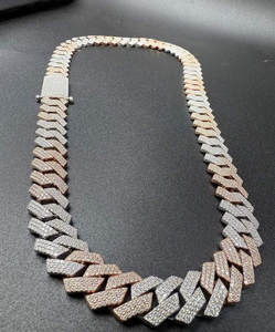 Moissanite Silver Cuban Link <b>Chain</b> Hip Hop <b>Iced</b> <b>Out</b> Two Tone Statement Necklace Luxury Bling Jewelry Gift For Men - Product Image 1