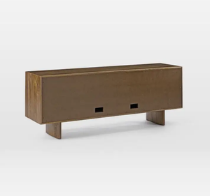 Minimalist Modern Solid Teak <b>TV</b> <b>Stand</b> Durable Low Profile Natural Finish Media Console Living Room Credenza Cabinet - Product Image 3